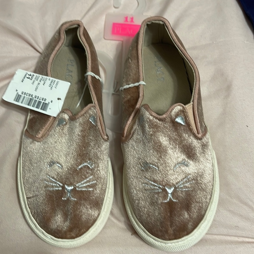 The Children's Place Tan Cat Face Sneakers